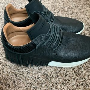 Black Leather Fringe Sneaker
